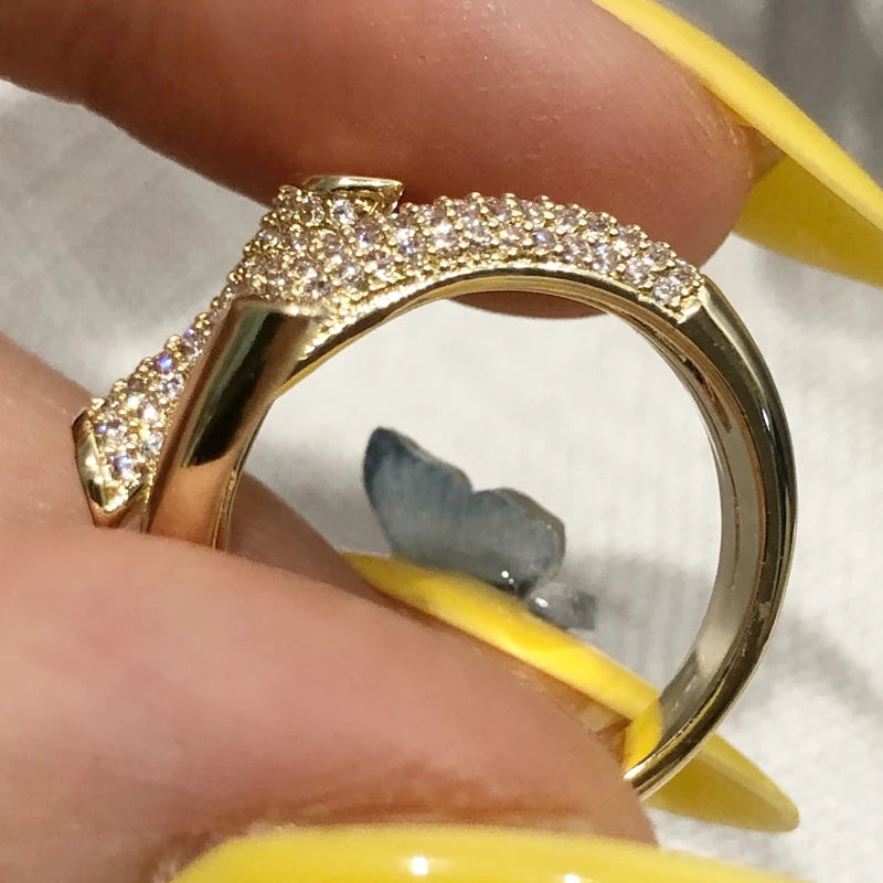 2025 New European and American Design Micro Setting Zircon Metal Cross Opening Rings For Women's Gothic Girls' Luxury Jewelry