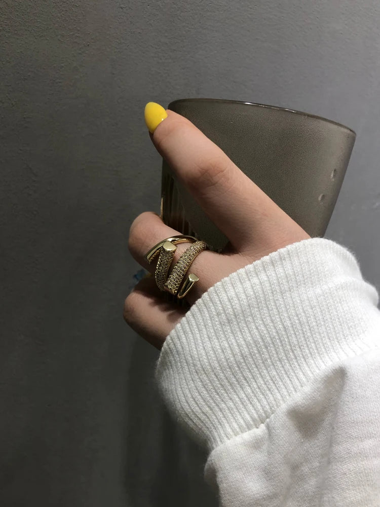 2025 New European and American Design Micro Setting Zircon Metal Cross Opening Rings For Women's Gothic Girls' Luxury Jewelry