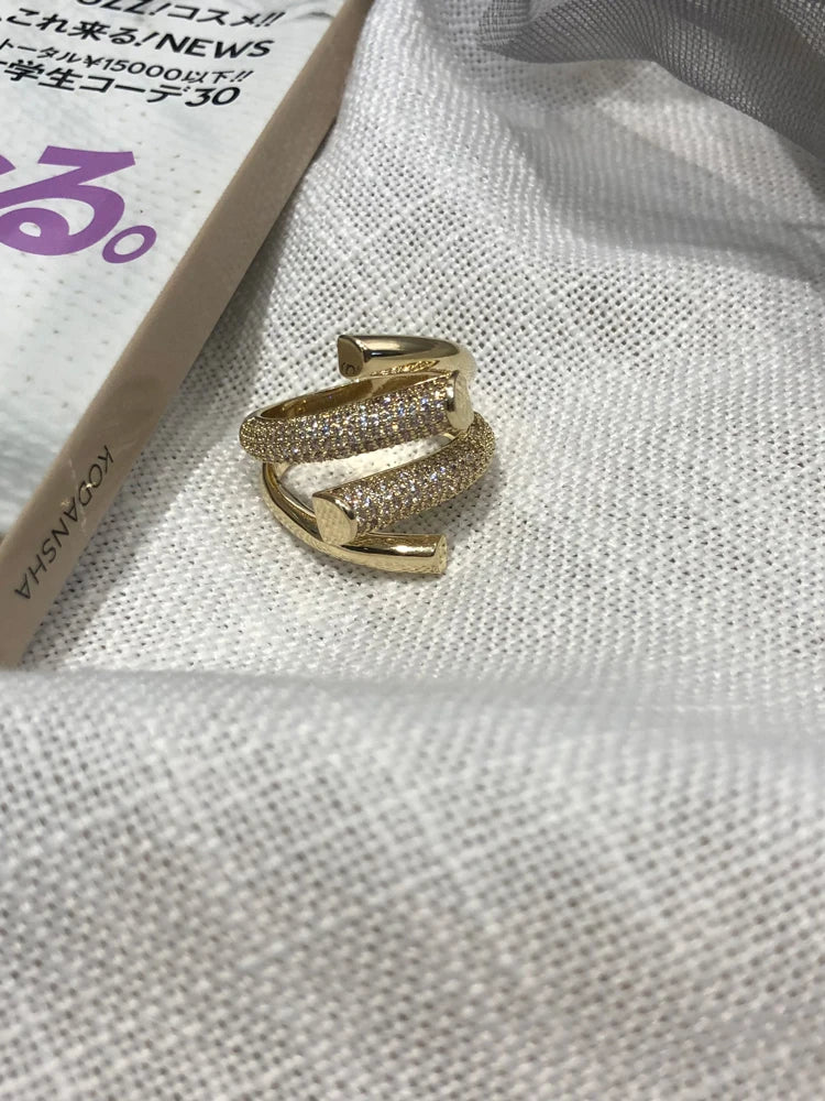 2025 New European and American Design Micro Setting Zircon Metal Cross Opening Rings For Women's Gothic Girls' Luxury Jewelry