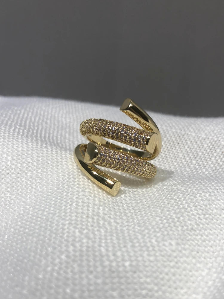 2025 New European and American Design Micro Setting Zircon Metal Cross Opening Rings For Women's Gothic Girls' Luxury Jewelry