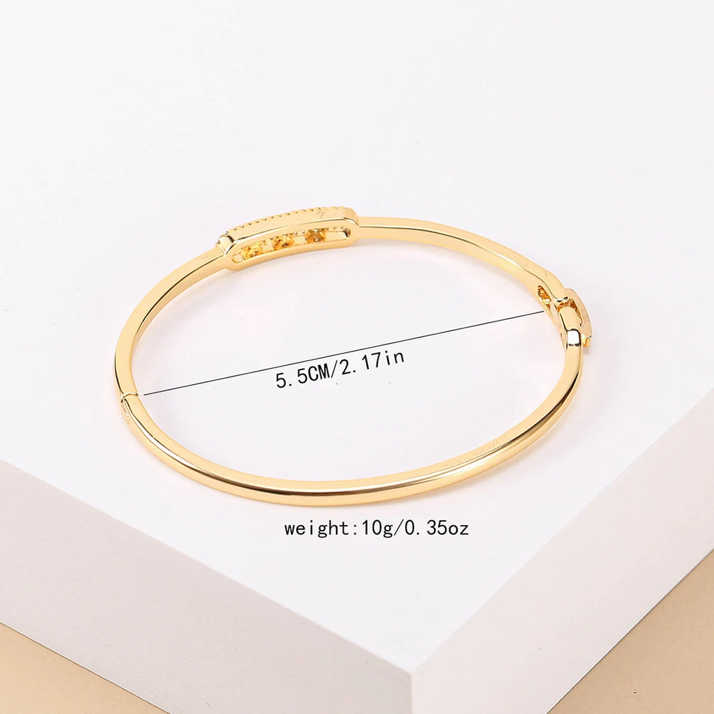 Beaut&Berry Luxurious 18k Gold Plated Bracelet for Women and Men Style Copper Zircon Bangle 2-color for Wife and Friends Gifts