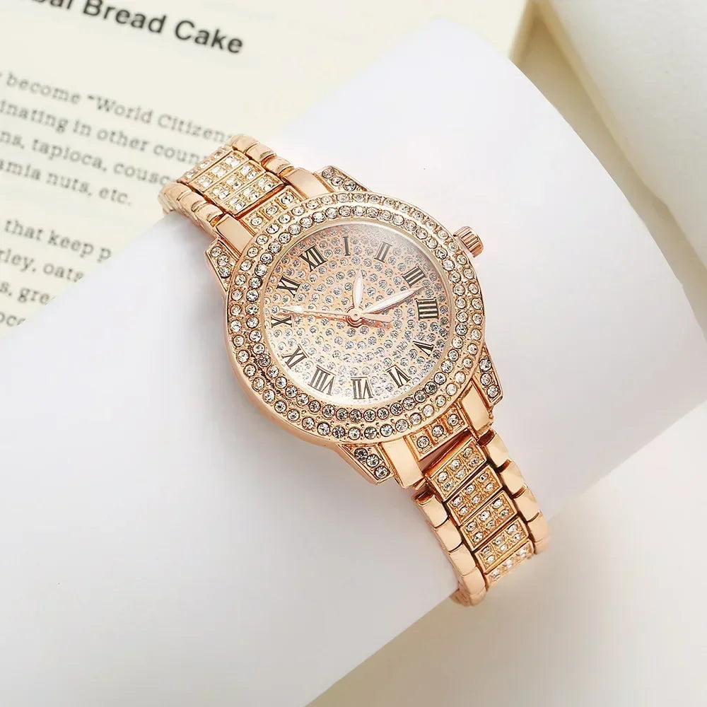 Hip Hop Quartz Watch Women Lady Iced Out Gold Watches Luxury Female Clock Fashion Quartz Watch for Women