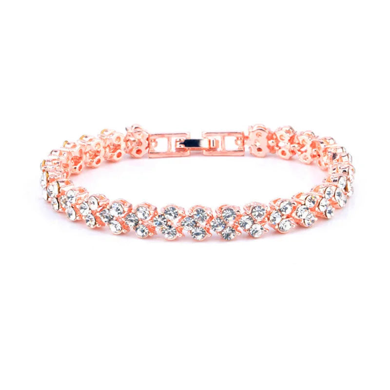 Luxury Women Shiny Bracelet Watches 2pcs Set Rose Gold Watch Fashion Ladies Elegant Quartz Diamond Wristwatch Female Reloj Mujer