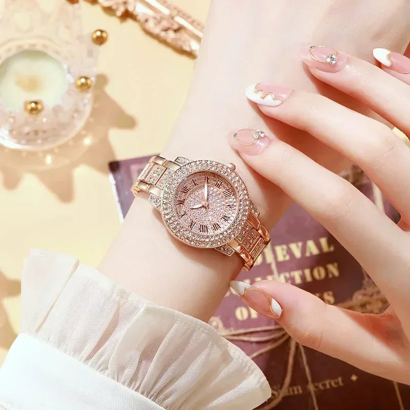 Hip Hop Quartz Watch Women Lady Iced Out Gold Watches Luxury Female Clock Fashion Quartz Watch for Women