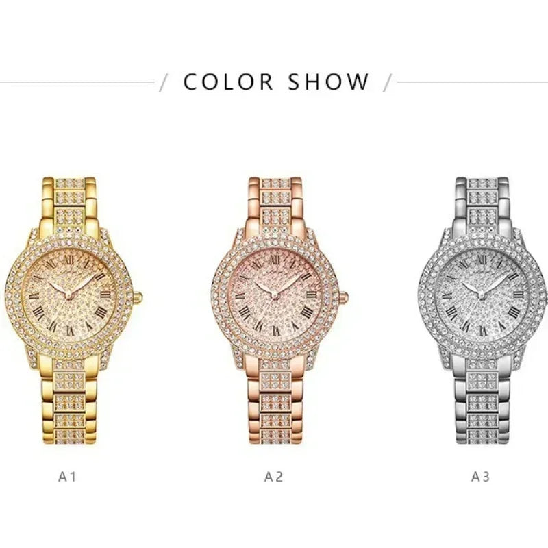 Hip Hop Quartz Watch Women Lady Iced Out Gold Watches Luxury Female Clock Fashion Quartz Watch for Women
