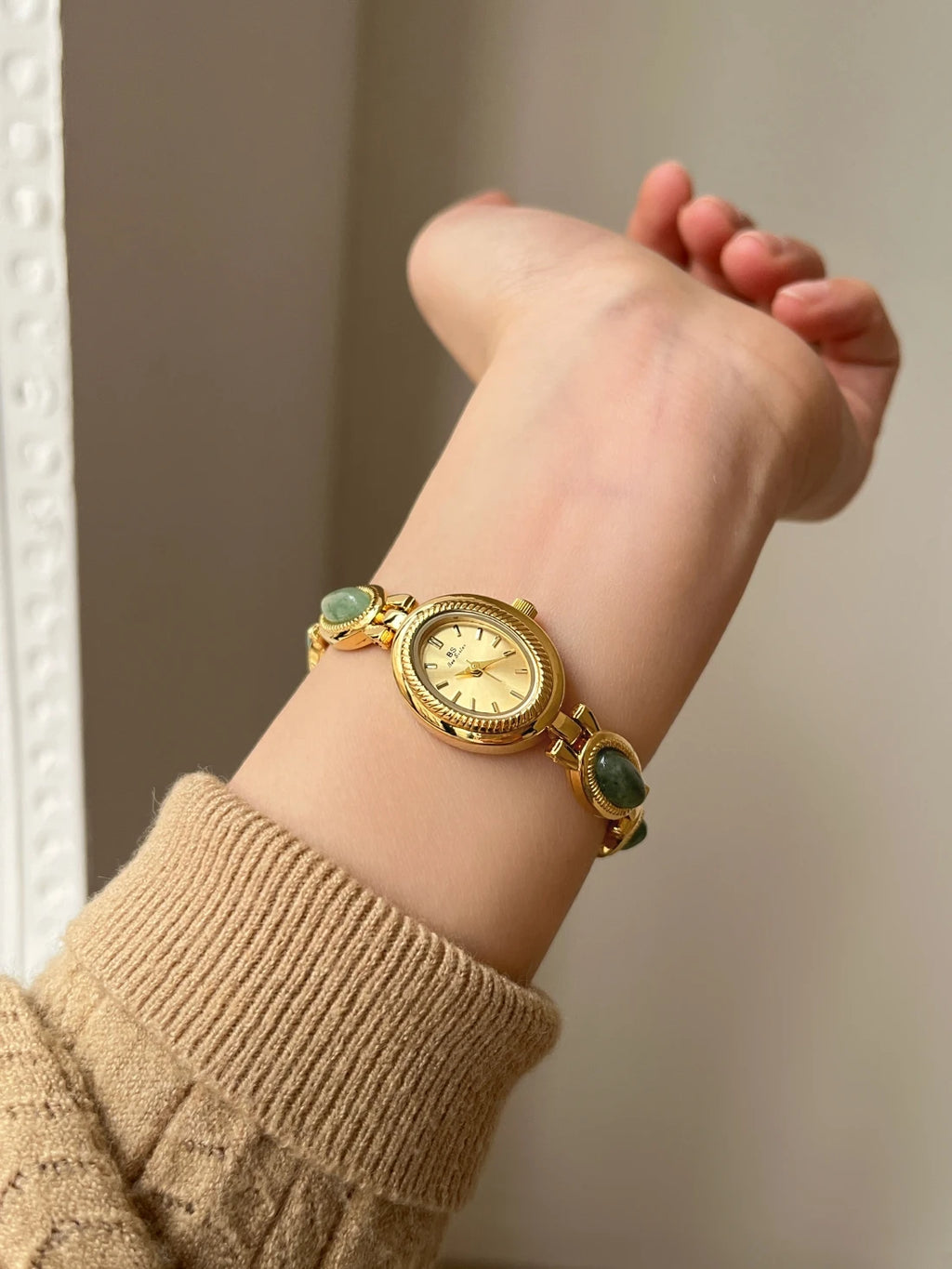 High-end Luxury Watches for Woman Elegant Green Jewelry Jade Quartz Bracelet Wristwatch Gift for Women Lady Fashion Dress Watch